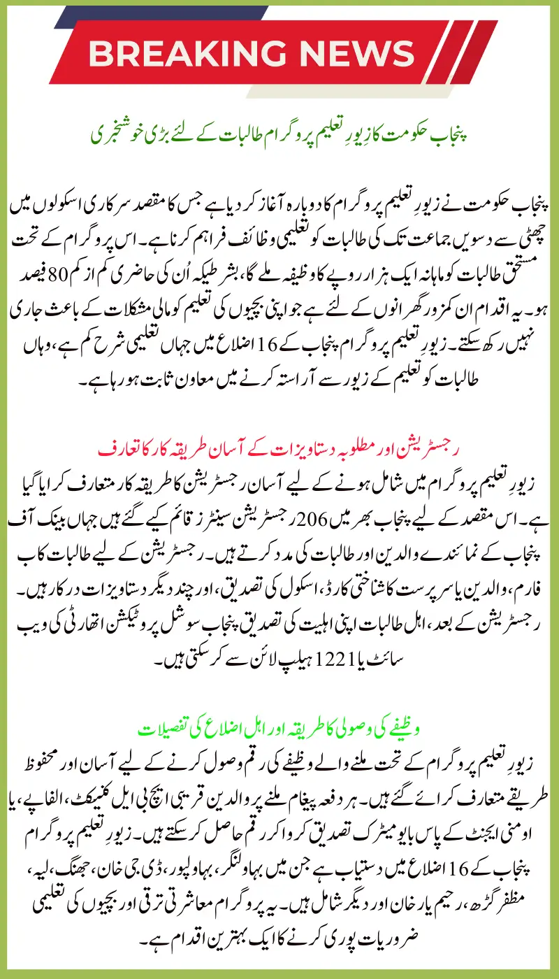 Punjab's Zewar-e-Taleem Program: How to Access Full Details